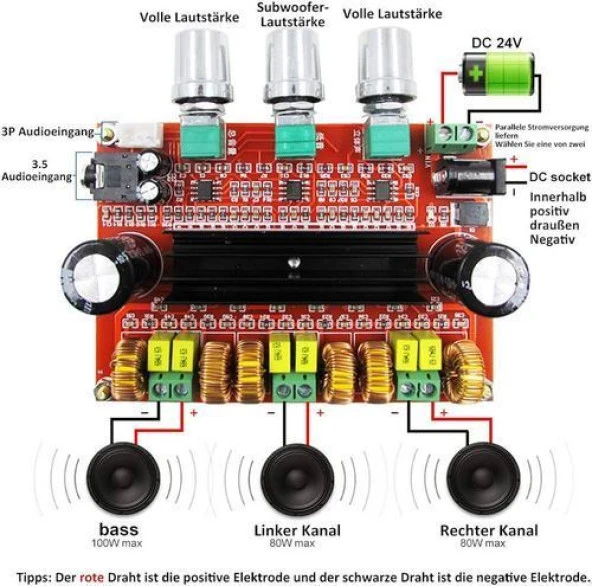 TPA3116D2 2x80W + 100W Dijital Amplifikatör Modülü - Resim 2