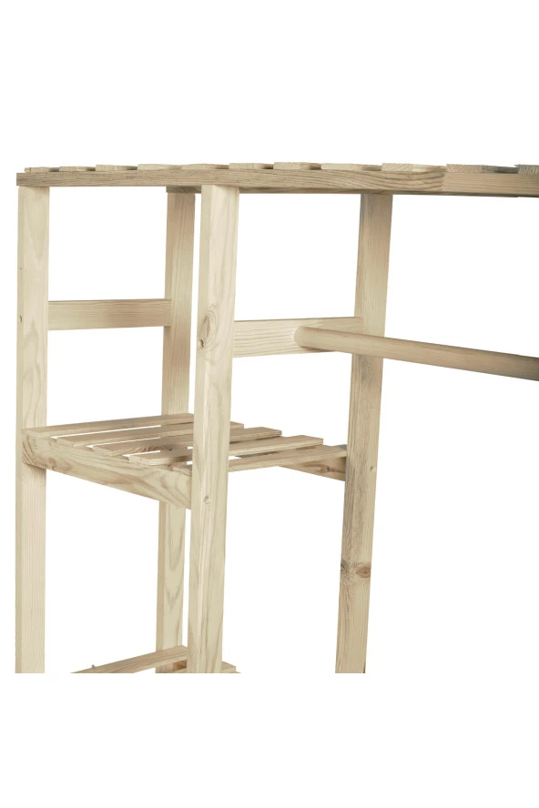 Ahşap Ayaklı Askı Elbise Askısı Çok Amaçlı Dolap Gardırop 30cmx100cmx160cm - 2