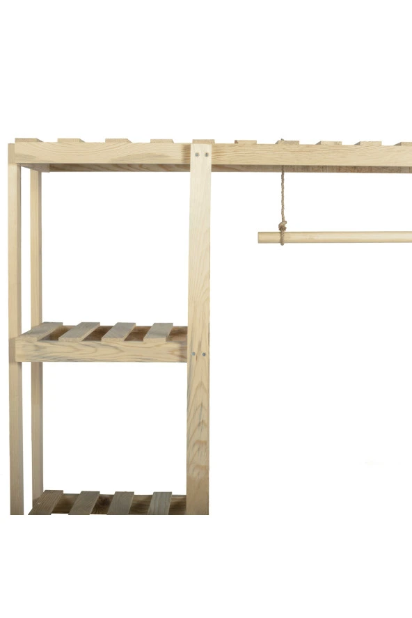 Pinoxi Ahşap Açık Dolap Gardırop Elbise Dolabı Büyük Boy - 4