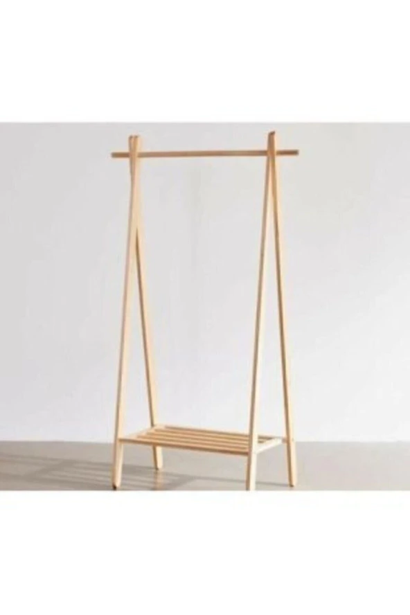 Ahşap Ayaklı Elbise Askılık Konfeksiyon Askılık 148x30x60 Cm - 3
