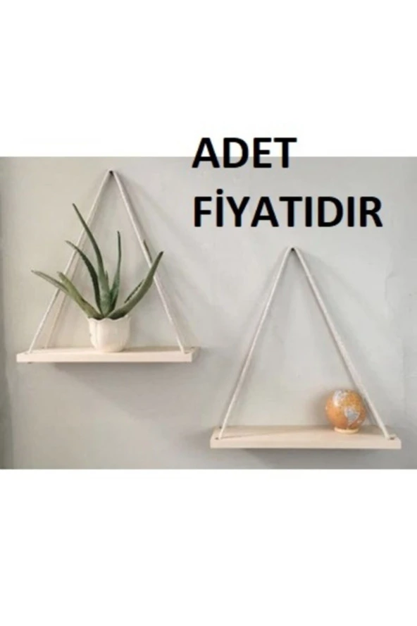 Ahşap Halatlı Raf Kitaplık - 2