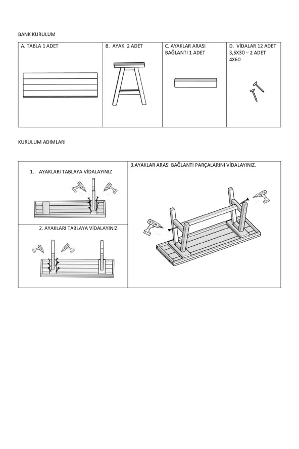 Ahşap Bank Bench 100 Cm Sandalye Mutfak Bank - 2