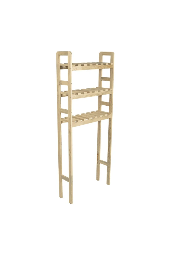 Çamaşır Makinesi Üstü Ahşap Düzenleyici Raf Banyo Rafı Makina Üstü Çok Amaçlı Dolap 3 Katlı - 4