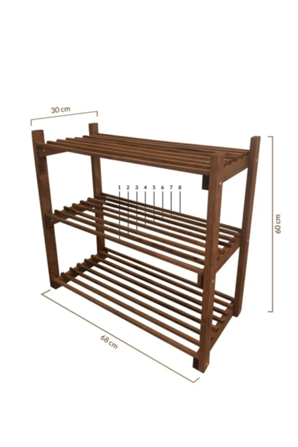 Ahşap Aykkabılık 3 Katlı