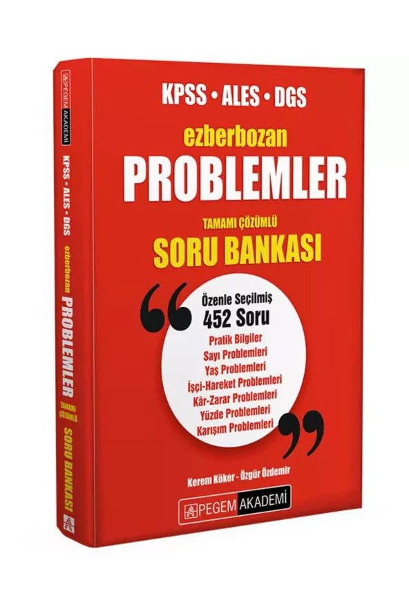 Pegem Kırmızı Problemler KPSS-ALES-DGS Tamamı Çözümlü Soru Bankası