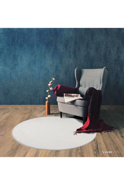Yuvarlak Comfort Overloklu Beyaz Peluş Halı - 3