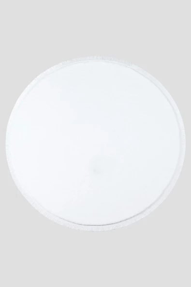 Yuvarlak Comfort Düz Saçaklı Peluş Beyaz - 2