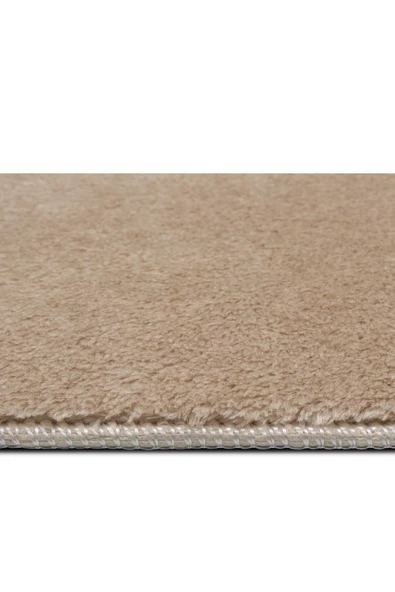 Yuvarlak Comfort Overloklu Vizon Peluş Halı - Resim 3