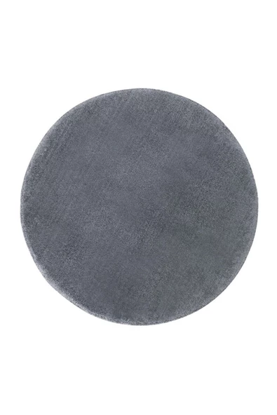 Yuvarlak Comfort Overloklu Antrasit Peluş Halı - 3