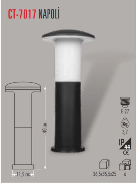 CT-7017 NAPOLİ BAHÇE ARMATÜRÜ(AMPULSUZ) CATA