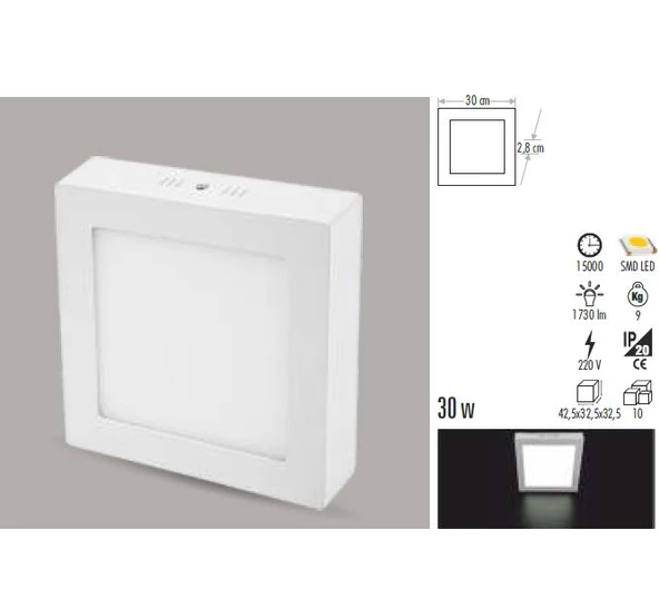 CT-5274 30W ALM. S.Ü LED ARMATÜR KARE (GÜNIŞIĞI-6ADET) CATA
