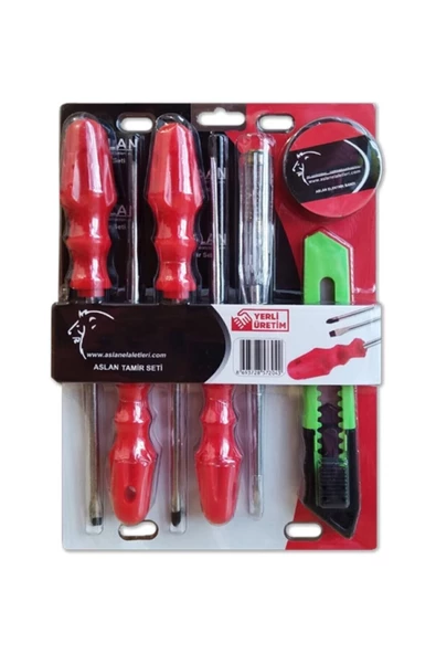 7 Parça Tamir Seti / 4'lü Tornavida Seti Kontrol Kalemi Maket Bıçağı Elektrik Bandı - 3