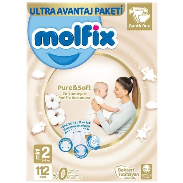 Molfix PureSoft Bebek Bezi Ultra Avantaj Paketi 2 Beden 3-6 Kg 112 Adet