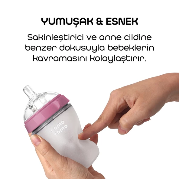 Comotomo Antikolik Silikon Biberon 150 ml 0-3 Ay Pembe - 4