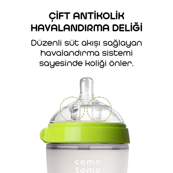 Comotomo Antikolik Silikon Biberon 150 ml 0-3 Ay Yeşil - 3