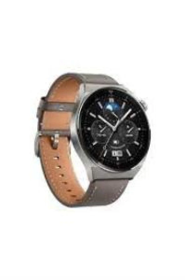 Hytech GT3PRO Watch IOS ve Android Uyumlu MActive 1.50" inç Yuvarlak Ekranlı Gümüş Deri Kordon H