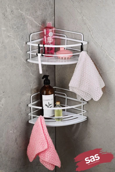 Yapışkanlı Ömür Boyu Paslanmaz Kristal Ayarlanabilir Raf Banyo Düzenleyici Şampuanlık 2 ADET LK-01