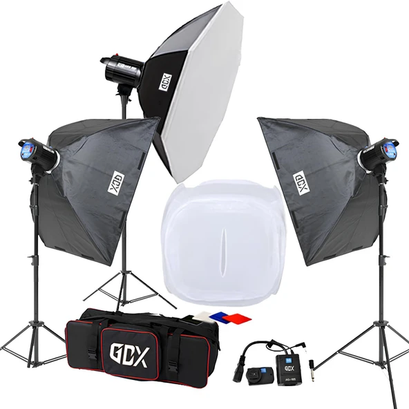 Gdx BM400 3'lü Paraflaş Set + Çekim Çadırı 120x120cm - 3