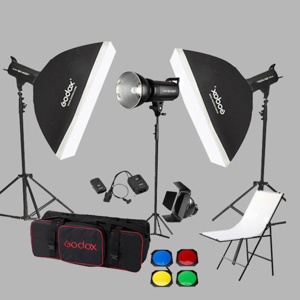 Godox SK400 3'lü Paraflaş Set + Çekim Masası 60x100cm