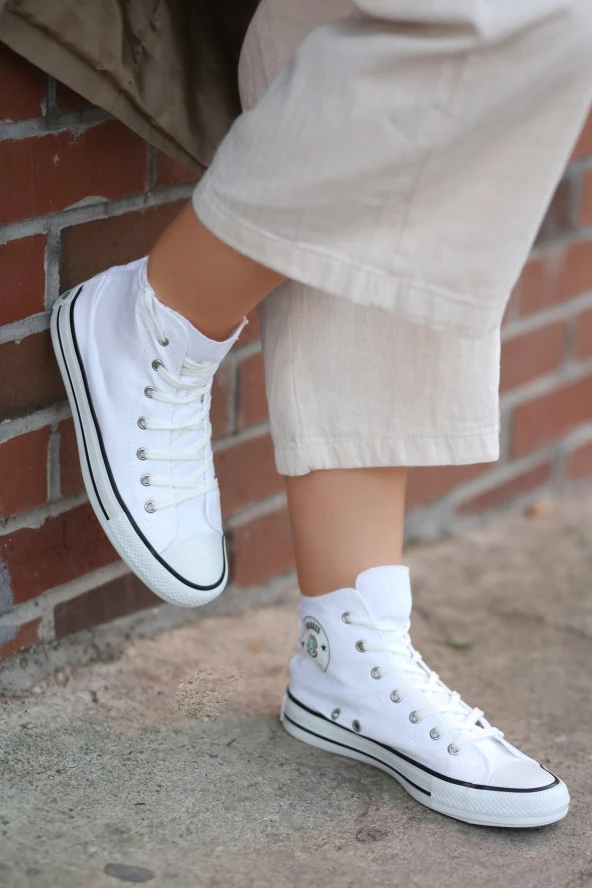 Tomiross Unısex Beyaz Garantili Ortopedik Keten Günlük Kullanım Bilekli Sneaker Ayakkabı LAKERS-8467 - 5