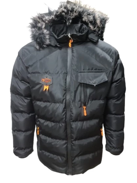 Es Booz E01347 Çocuk Erkek Kapüşonlu Kürklü Spor Mont - 3