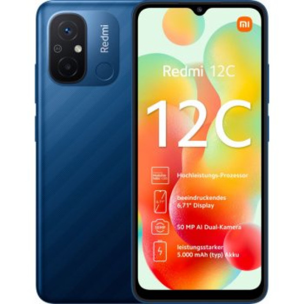 Xiaomi Redmi 12C Mavi 128 GB 4 GB Ram Akıllı Telefon (Xiaomi Türkiye Garantili)