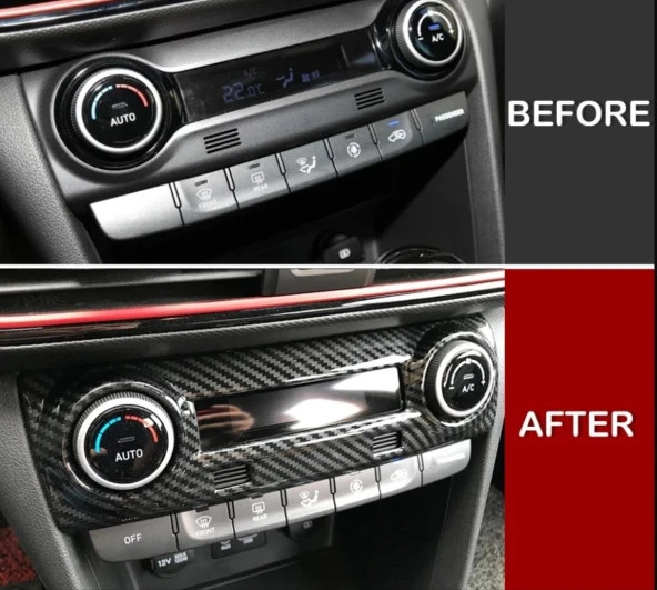 Hyundai Kona Uyumlu Klima Düğme Kaplama - Karbon - Resim 2