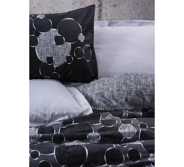 Cotton Box Dark Ranforce Çift Kişilik Nevresim Takımı Round Gri - 2