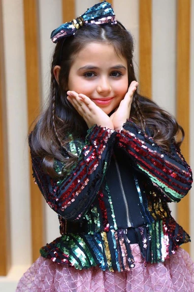 Kız Çocuk Pulpayet Detaylı Ceket ve Kabarık Tüllü Pembe Etekli Takım - Resim 2