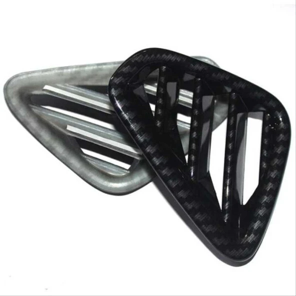 Hyundai Kona Uyumlu Ön Menfez Kaplama 2 Parça - Karbon - Resim 2