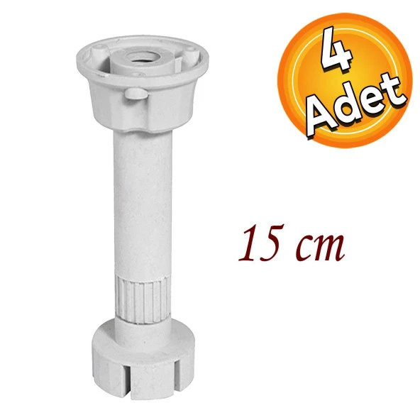 Ayarlanabilir Dolap Mobilya Mutfak Tezgah Yükseltici Yükseltme Ayağı 15 Cm Gri Ayakları 4 Adet