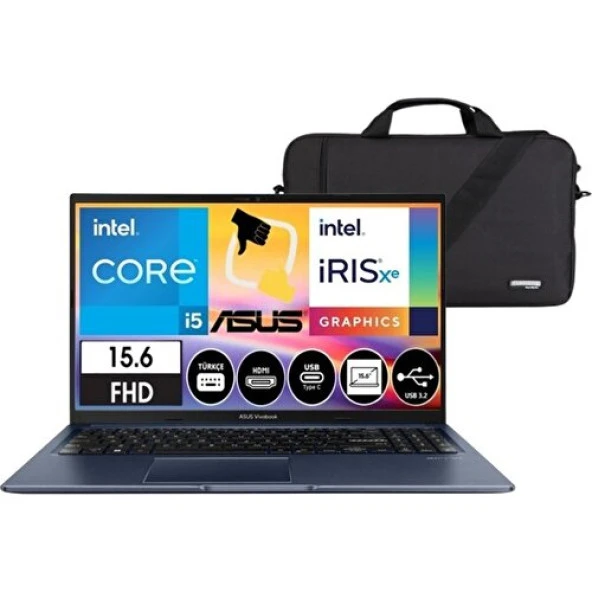 Asus Vivobook 15 X1502ZA-EJ1644 Intel Core I5 1235U 16GB 512GB SSD Windows 11 Pro 15.6 Fhd Bilgisayar Çanta Hediye ürün görseli
