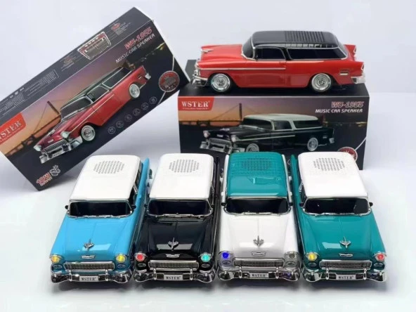 Torima WS-1955 Klasik Araba Usb-Tf-Fm Radyo Bluetooth Hoparlör Mavi - Resim 2