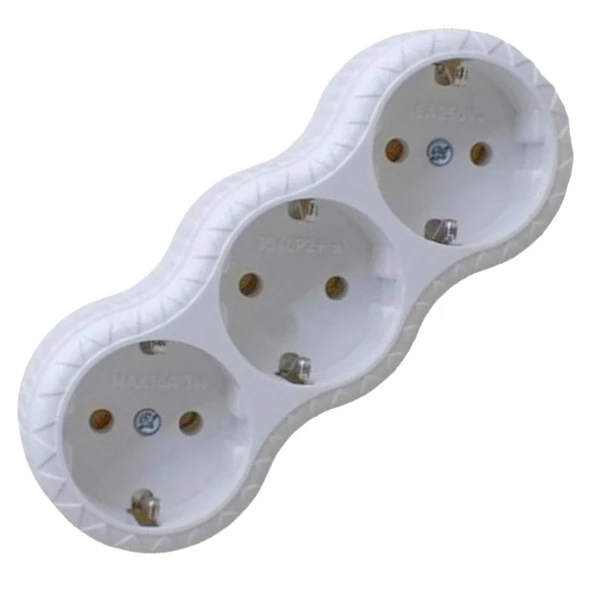 Golyat Topraklı 3 Lü Çoklu Grup Priz Çoğaltma Üçlü Fiş Piriz - 4