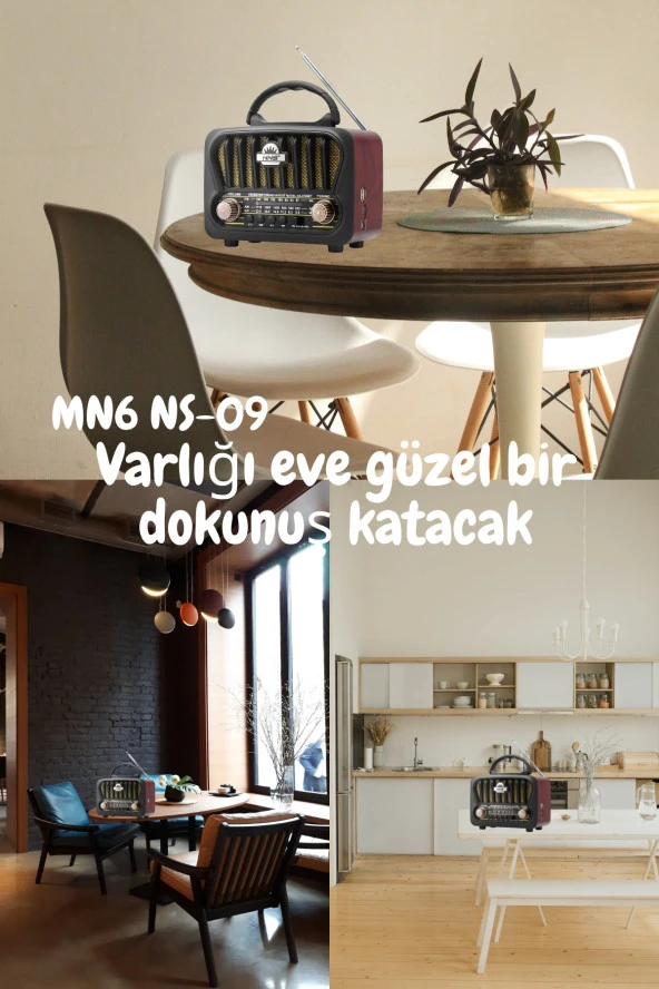 MN6 NS-09 nostaljik radyo/Tws Destekli/18650 Li Pil/Ses bombasi - 5