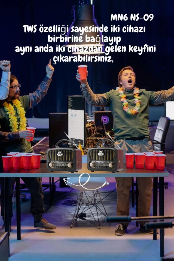 MN6 NS-09 nostaljik radyo/Tws Destekli/18650 Li Pil/Ses bombasi - 7