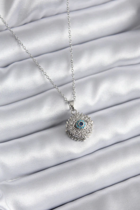 316L Çelik Gold Renk Zirkon Taşlı Göz Model Kadın Kolye ürün görseli