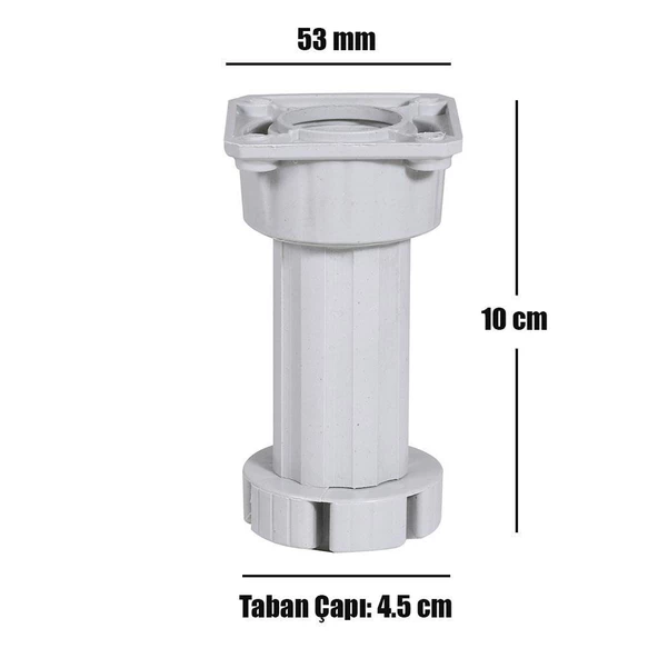 Ayarlanabilir Dolap Mobilya Kanepe Tezgah Yükseltme Yükseltici Ayağı 10 Cm Gri Ayakları (10 ADET) - 2