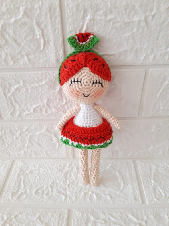 Maskot Karpuz Bebek Amigurumi Organik Oyuncak - 1