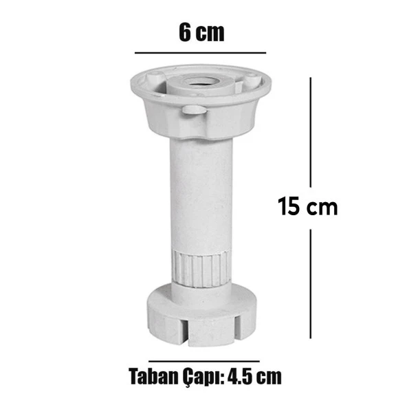 Ayarlanabilir Dolap Mobilya Mutfak Tezgah Yükseltme Yükseltici Ayağı Ayarlı 15 Cm Gri Ayakları - 2