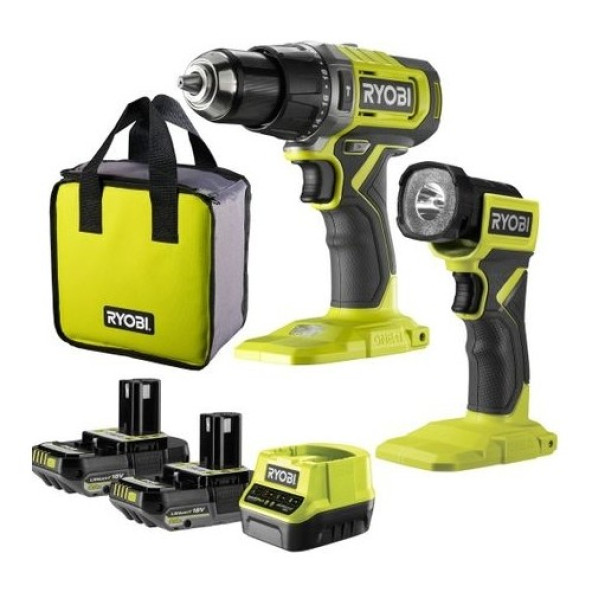 Ryobi RPD18-2C20ST 18V Akülü Darbeli Matkap+ Fener Set