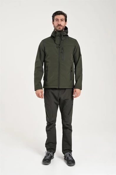 Exuma 2311100 Erkek Haki Yağmur Rüzgar Geçirmez Softshell Mont - 3