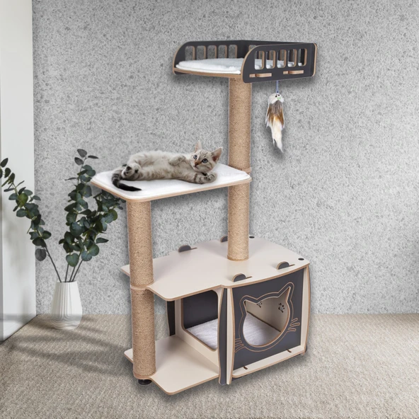 Pati Homes Katlı Yataklı Kedi Tırmalama Oyun Evi - 2