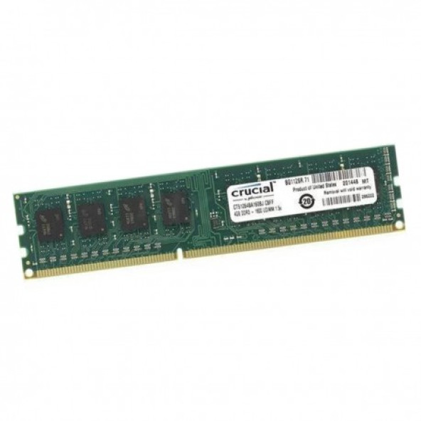 4Gb RAM Crucial CT51264BA160BJ.C8FED DDR3 DIMM PC3-12800U 1600Mhz 1.5v CL11 MASAÜSTÜ RAM BELLEK