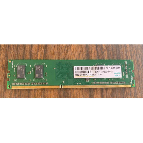 Apacer 4GB UNB PC3-12800 CL11 DDR3 MASAÜSTÜ RAM BELLEK