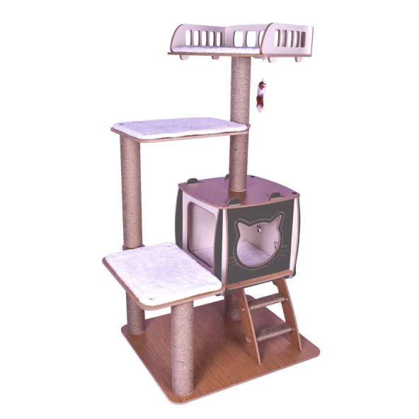 Pati Homes Pro Katlı Kedi Tırmalama Oyun Evi XL Yataklı - Kedi Tırmalaması - 4