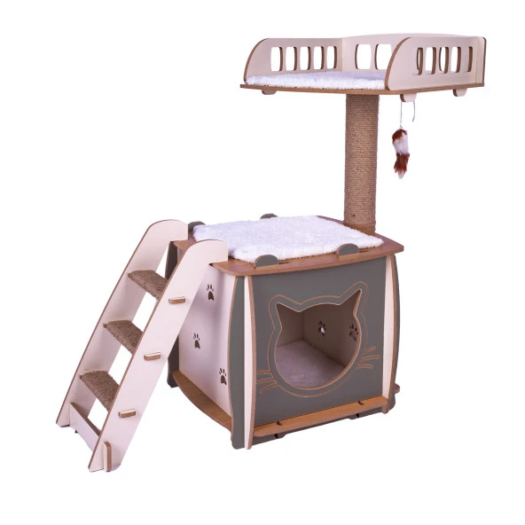 Patihomes Pro Kedi Tırmalama Oyun Evi XL Yataklı - Kedi Tırmalama Tahtası
