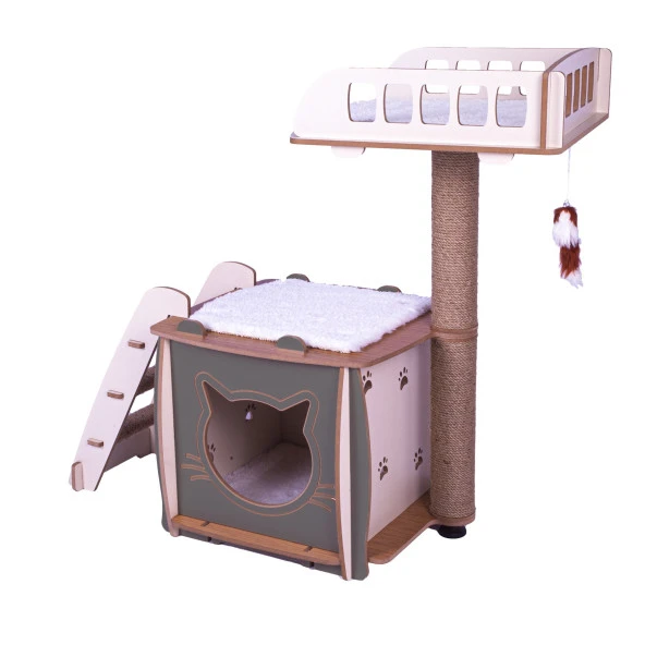 Patihomes Pro Kedi Tırmalama Oyun Evi XL Yataklı - Kedi Tırmalama Tahtası - 2