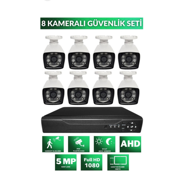 8 Lİ SET 5 MP KAMERA GECE RENKLI HD