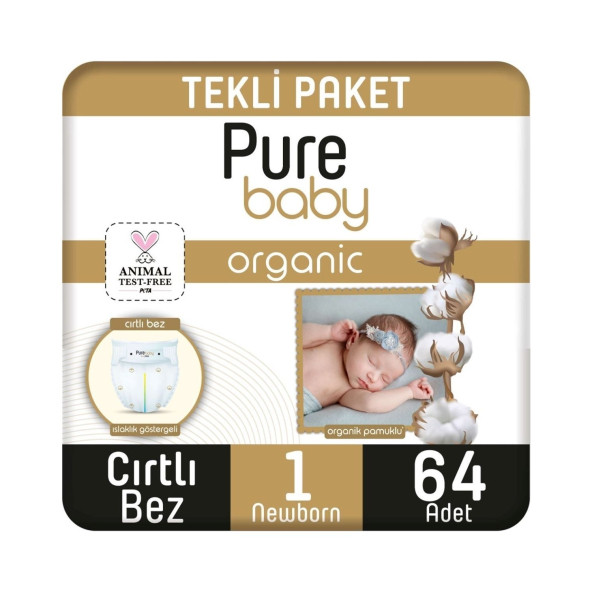 Pure Baby 1 Numara Yenidoğan 64'lü Bebek Bezi ürün görseli 1